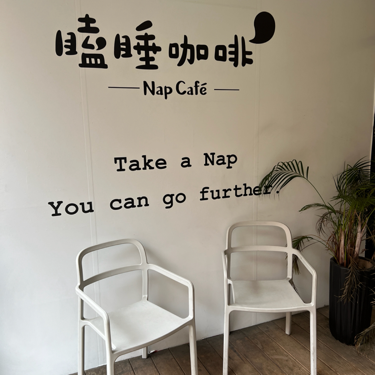 瞌睡咖啡Nap cafe 的外觀氛圍圖片：拍照牆 由動吃動吃動吃 拍攝