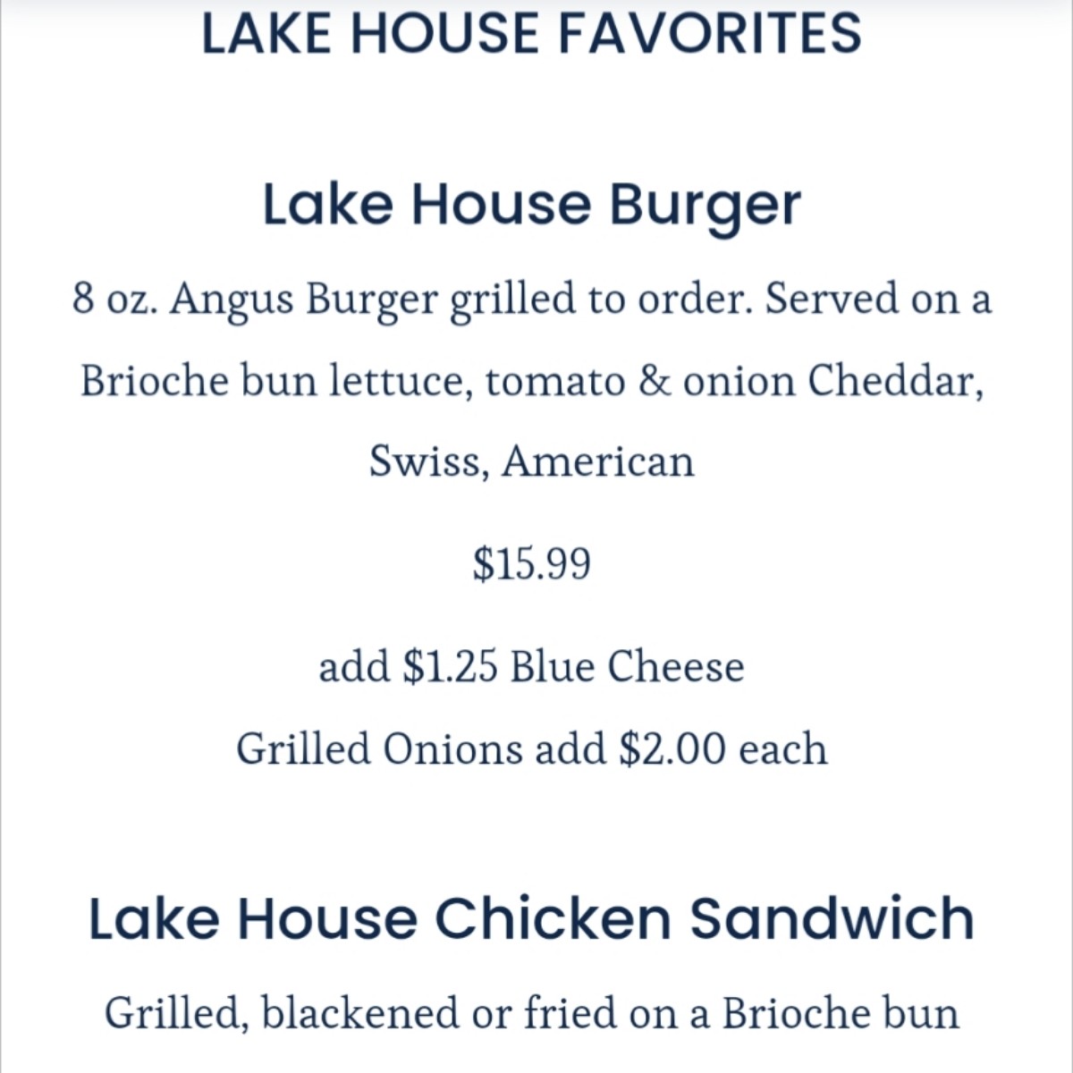 Menu image of Lake House Bar &amp; Grill:  shot by 09tj09