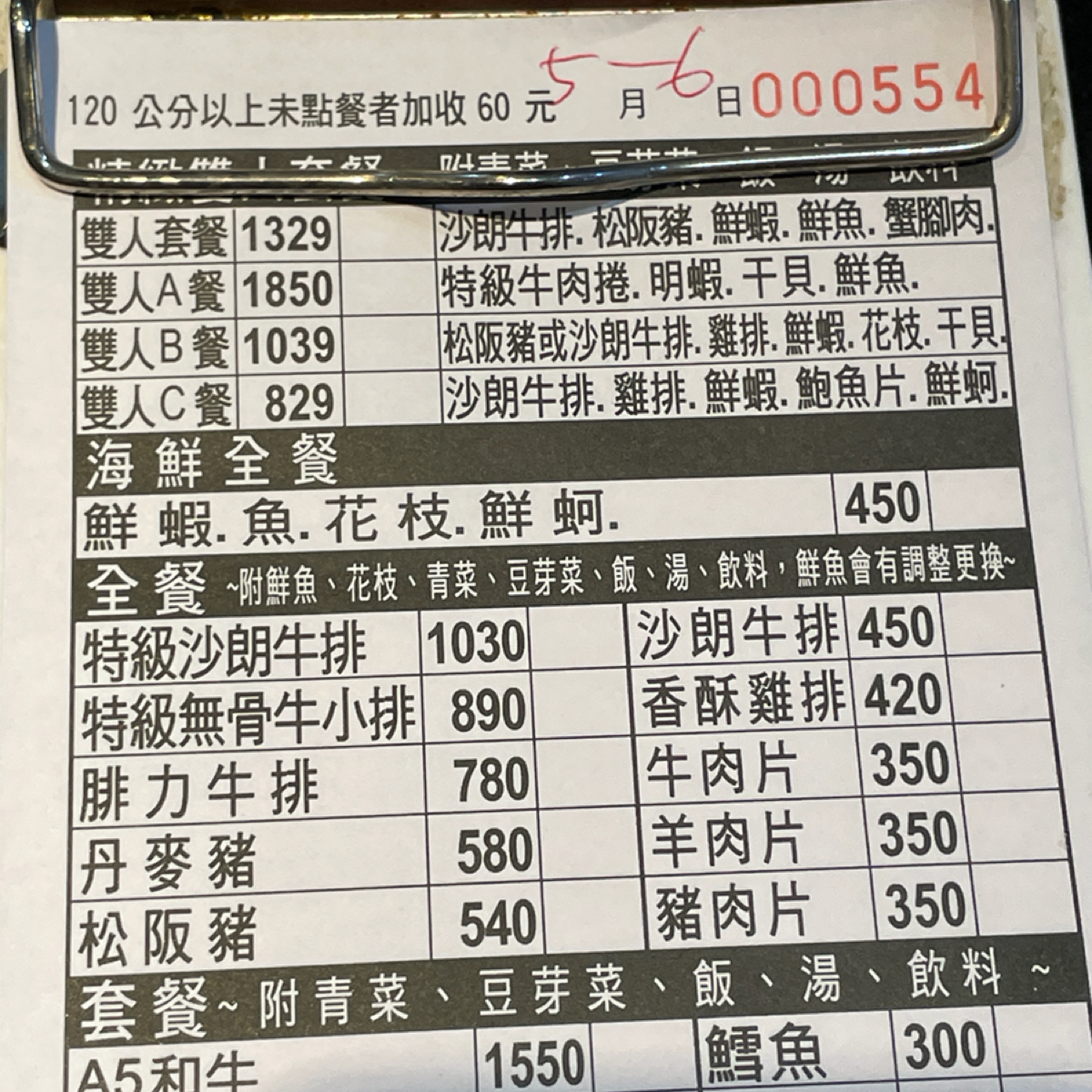 Menu image of 食將王鐵板燒:  shot by Freddy Liu