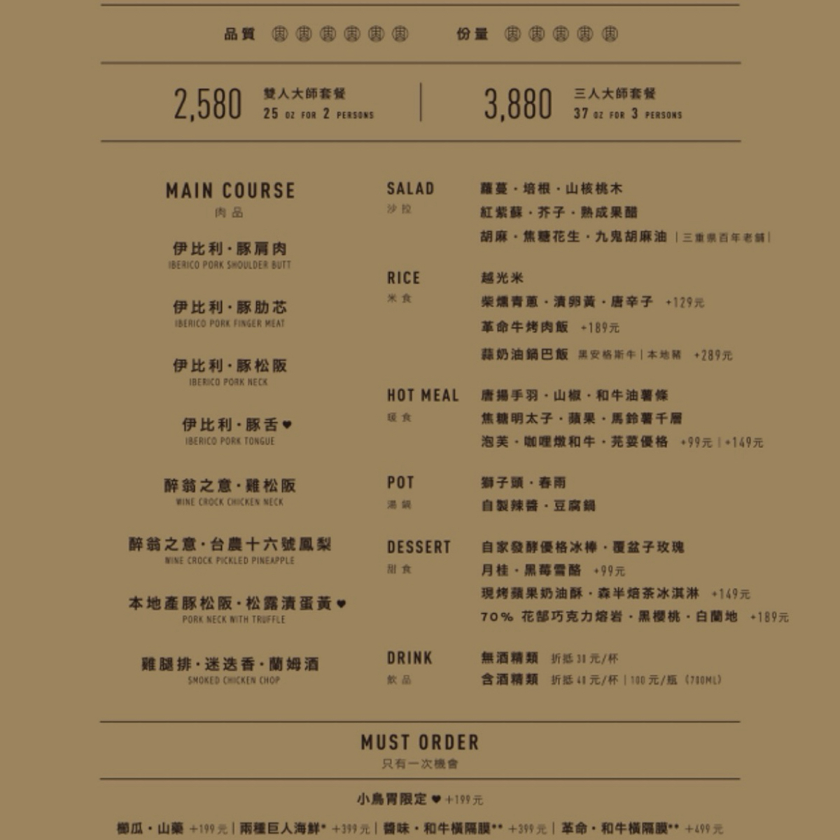 Menu image of 燒肉中山 台北信義:  shot by Dixon