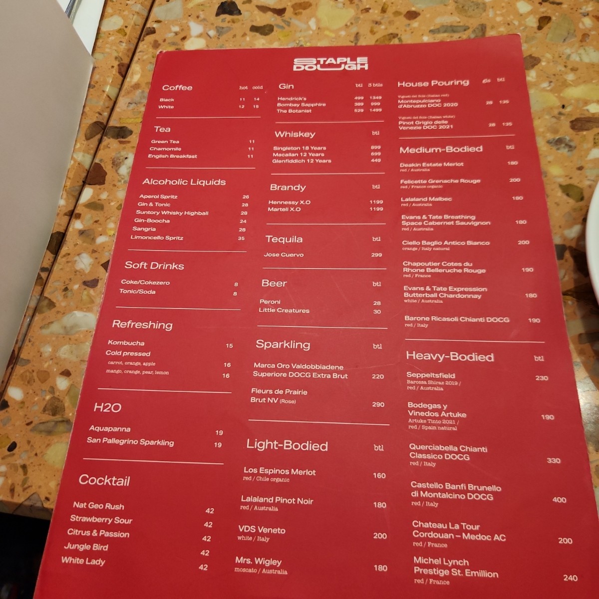 Menu image of Staple Dough: Drinks Menu shot by blacktaiko