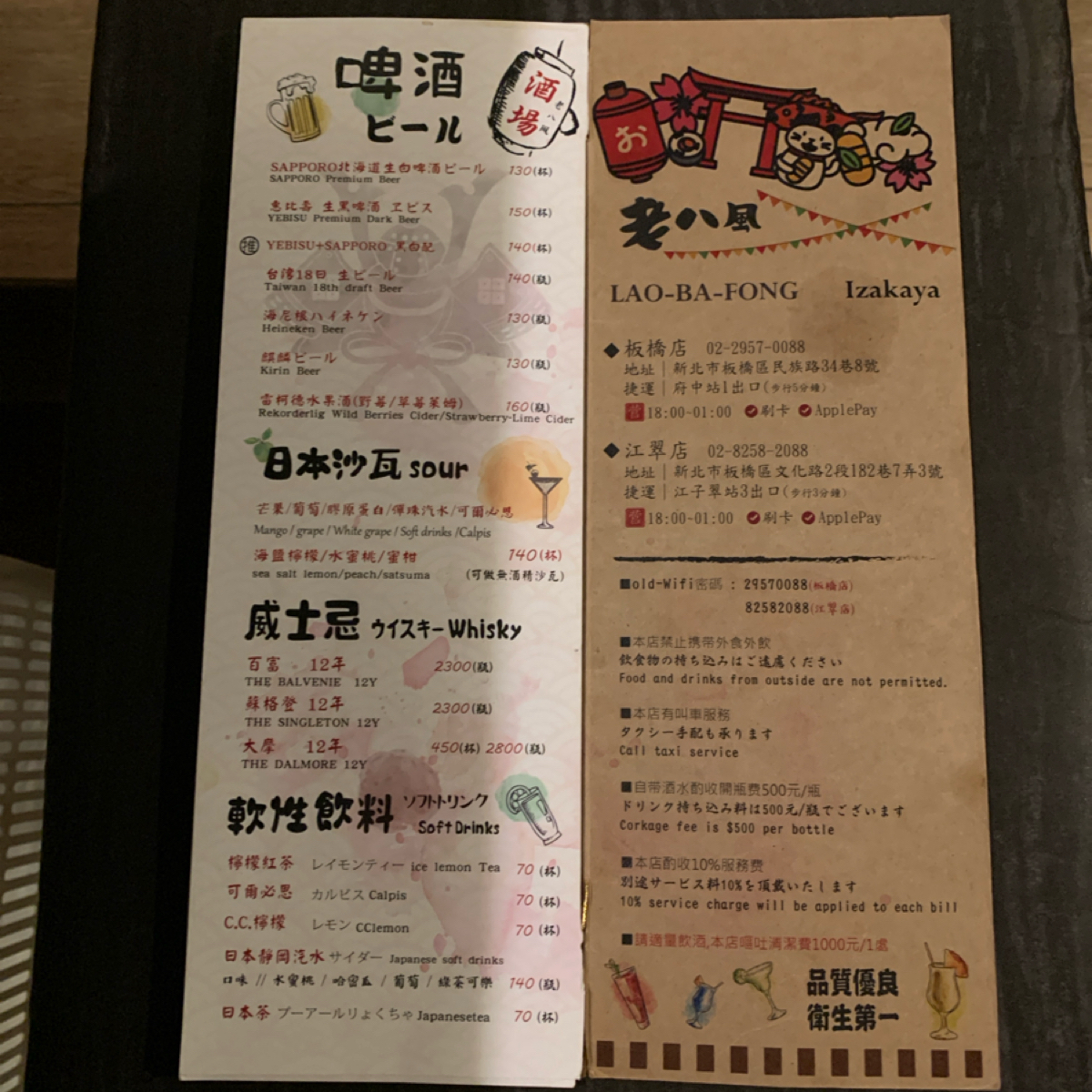 老八風居酒屋 板橋店 的菜單圖片： 由Food Scouter 拍攝