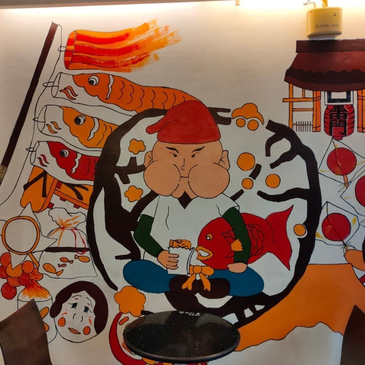 Vibe image of 惠比壽鯛魚燒: 👣 店內彩繪牆

這面彩繪牆超級可愛的！滿滿的日本風格🎏感覺就好像自己來到了日本😍 shot by 臉書搜尋花貴賓皮蛋