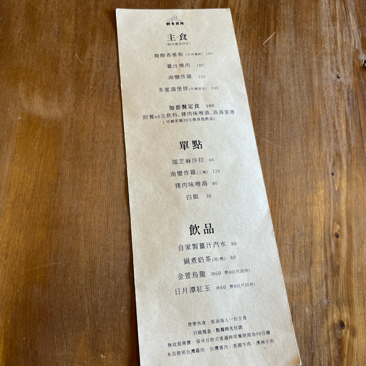 野毛食所 のメニューの写真：菜單只有一頁，很單純 by阿官 