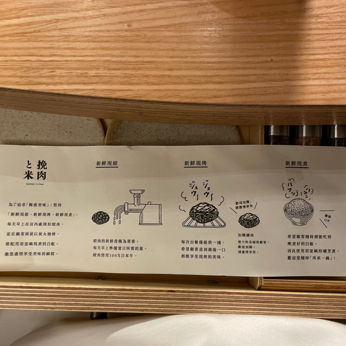 挽肉と米 台北華山 のメニューの写真：只有漢堡排，1人會有3顆 by軒仔 