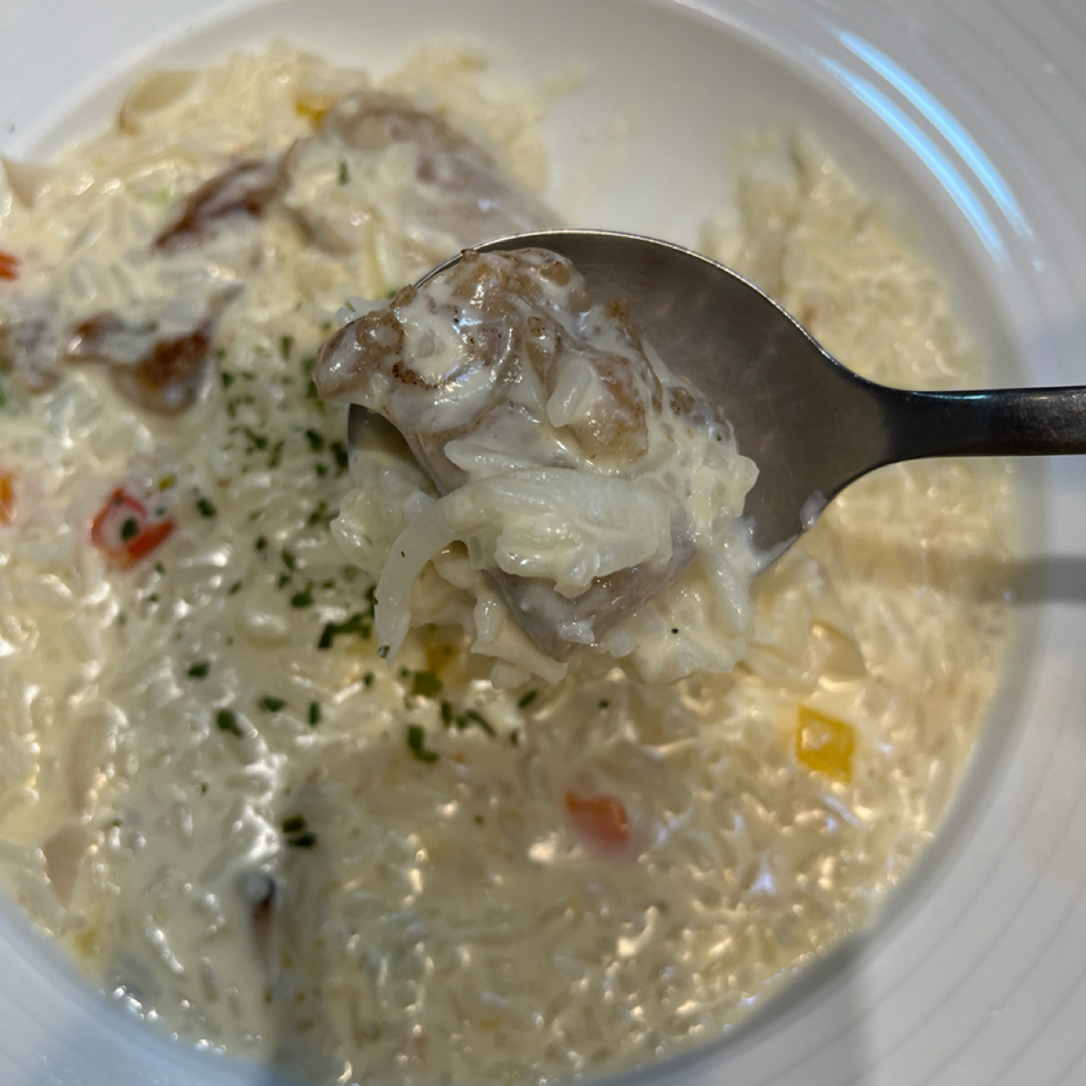 Meal image of 克萊樂創義料理: 奶油白醬雞腿肉燉飯$145 shot by 珍珠奶綠