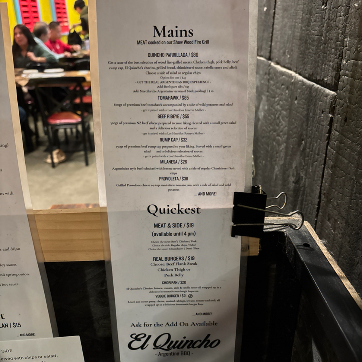 Menu image of El Quincho - Argentine BBQ:  shot by BW