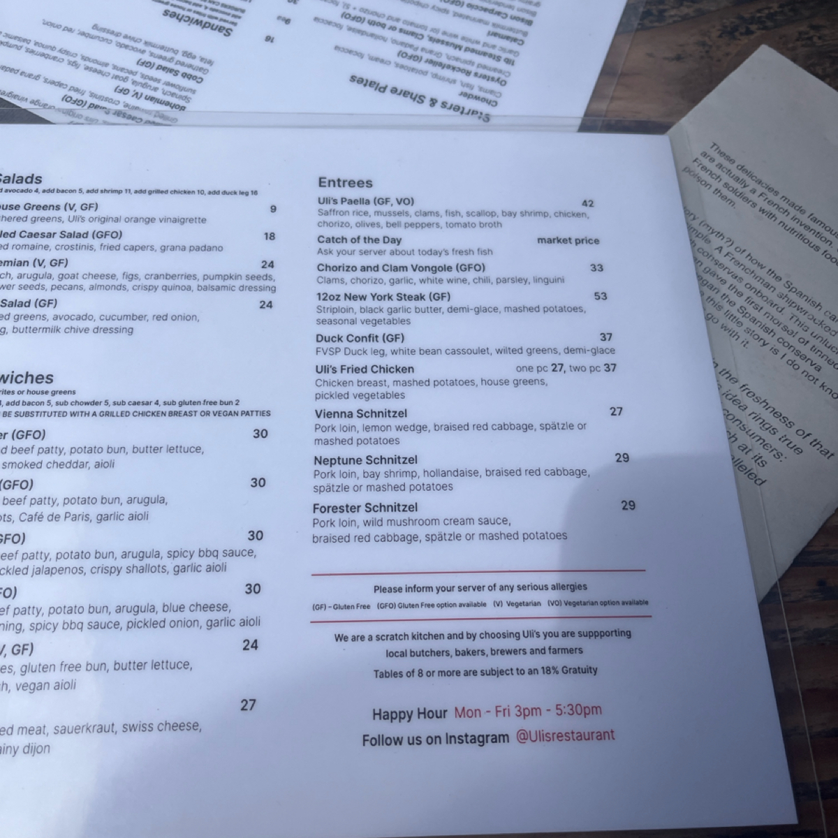 Menu image of Uli&#39;s Restaurant:  shot by Dean