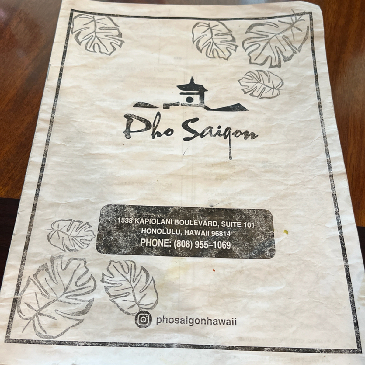 Menu image of Pho Saigon Restaurant: 菜單封面。 shot by Yo