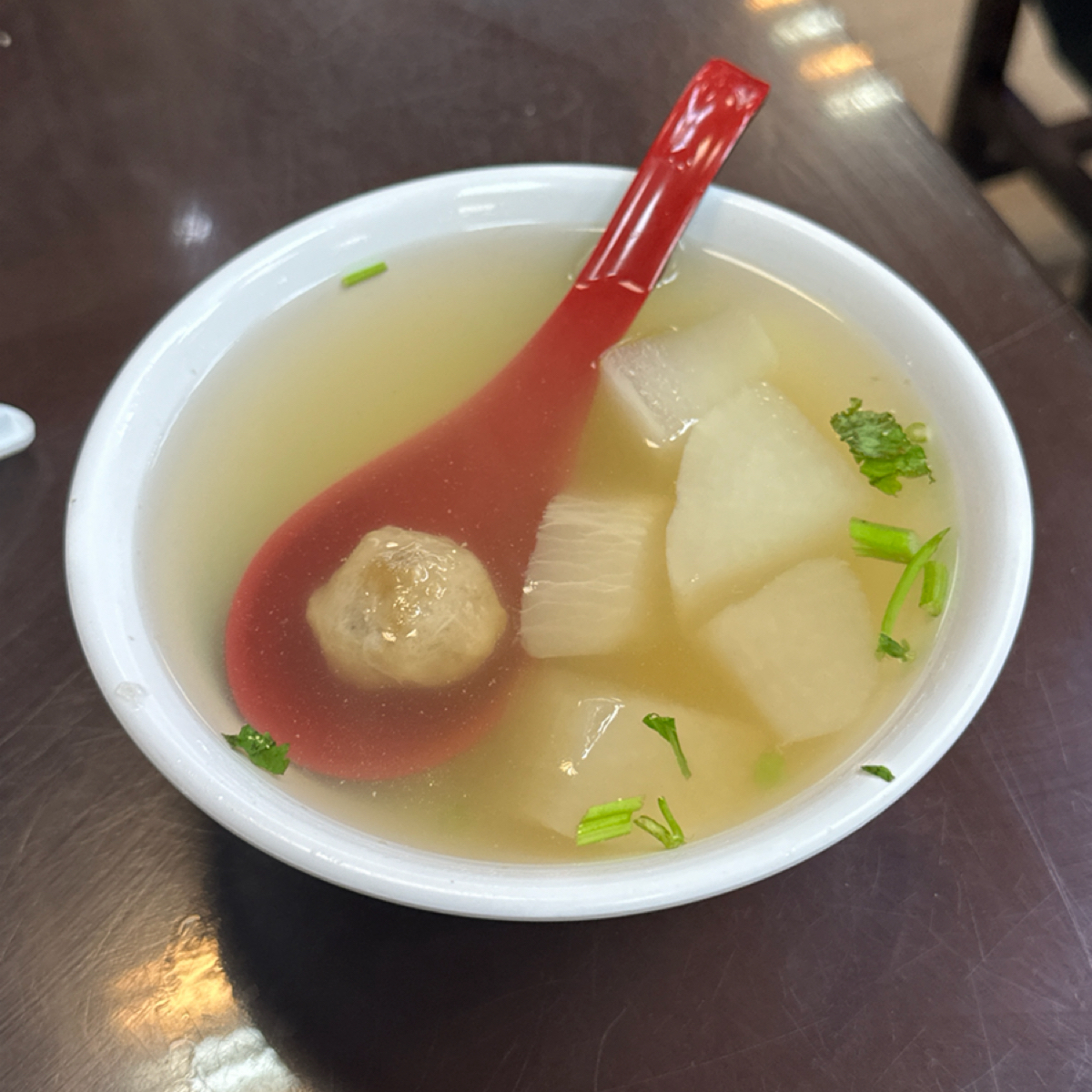Meal image of 三重知高飯: ▪️菜頭貢丸湯 $40

貢丸有兩顆，其餘都是菜頭～還蠻好喝的！ shot by 草莓肉鬆蛋吐司