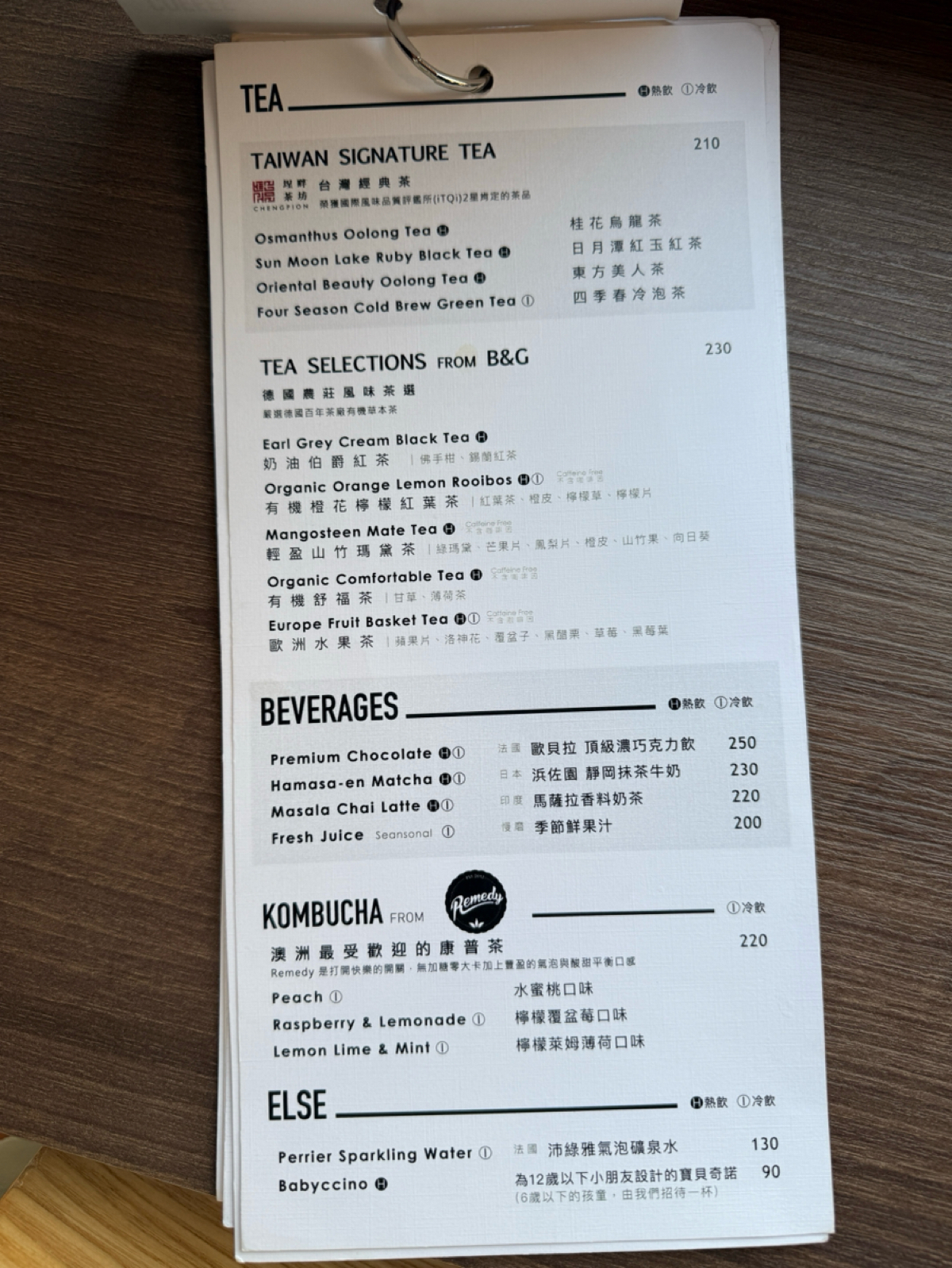 Menu image of ALL DAY ROASTING COMPANY 天母店: 茶以及其他飲料 shot by 阿波卡