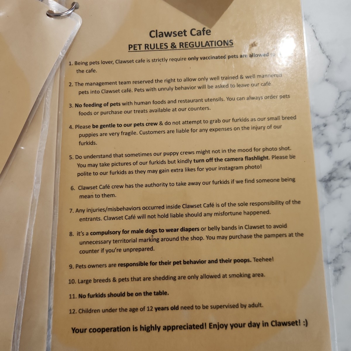 Clawset Pet Cafe の雰囲気の写真：Rules byblacktaiko 