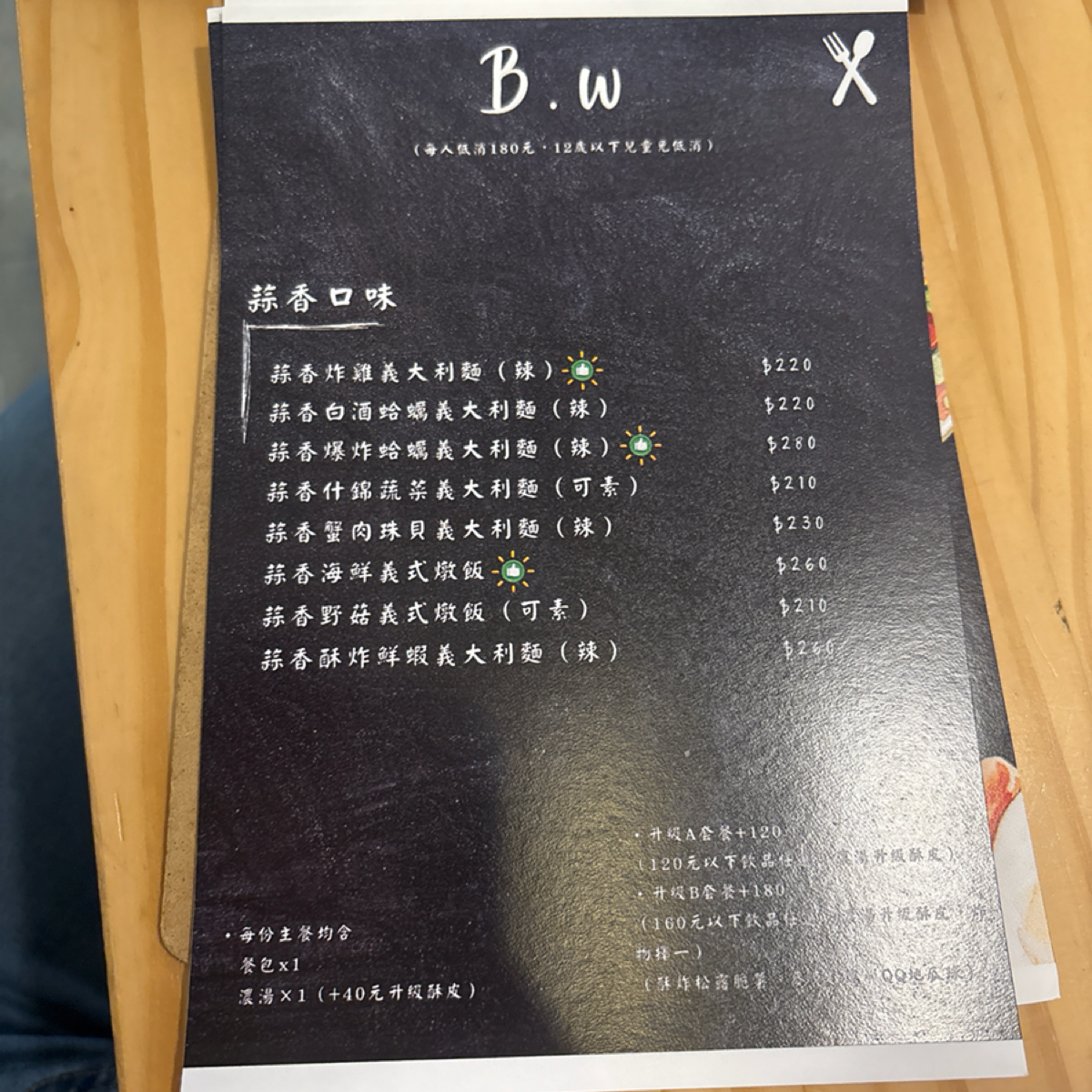 B.W義式料理 のメニューの写真：蒜香口味 byLucille邊走邊吃 