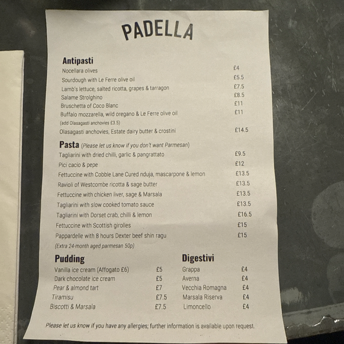 Menus of Padella on Fooday - Your Trusted Food Guide App
