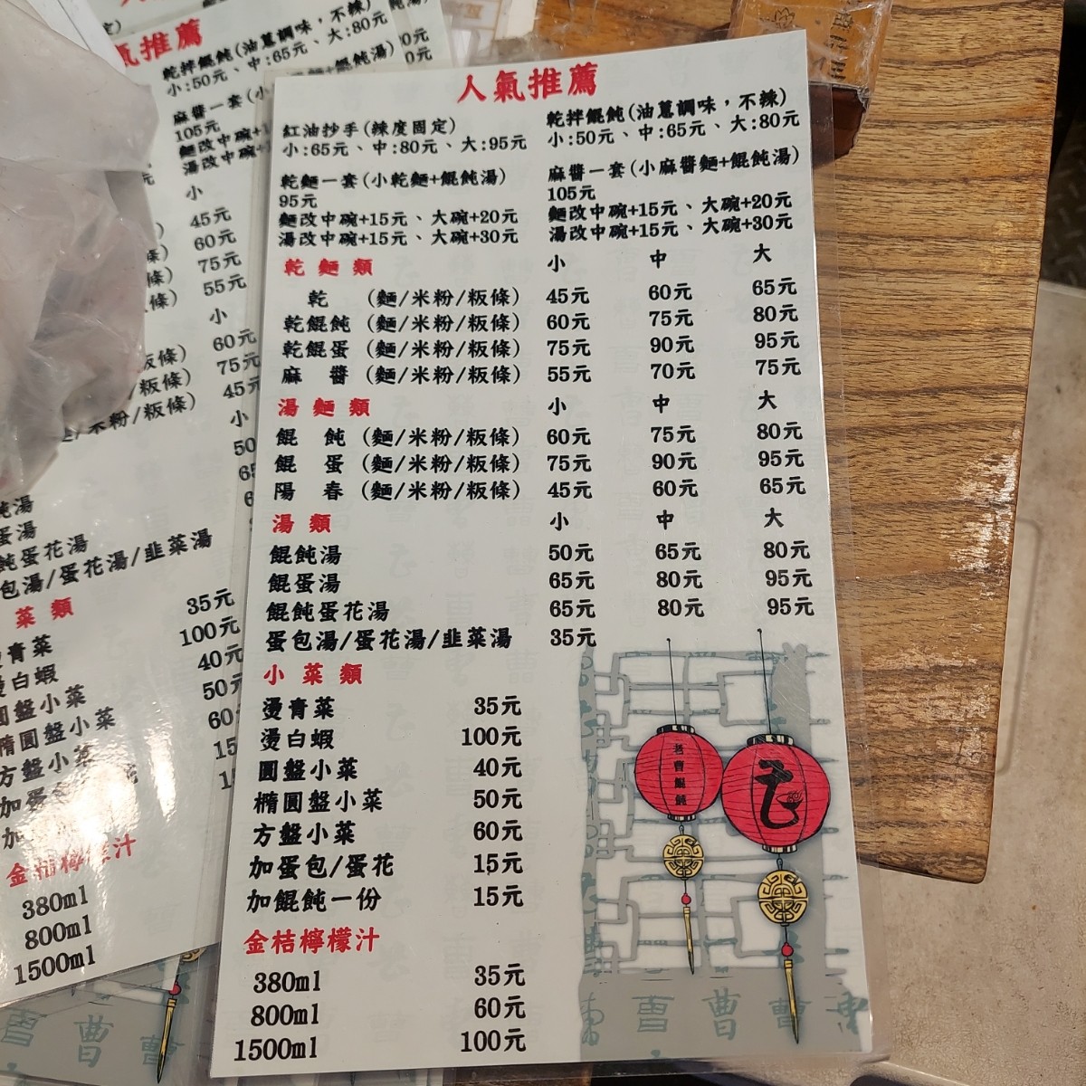 Menu image of 老曹餛飩: 菜單 shot by 永遠的新手