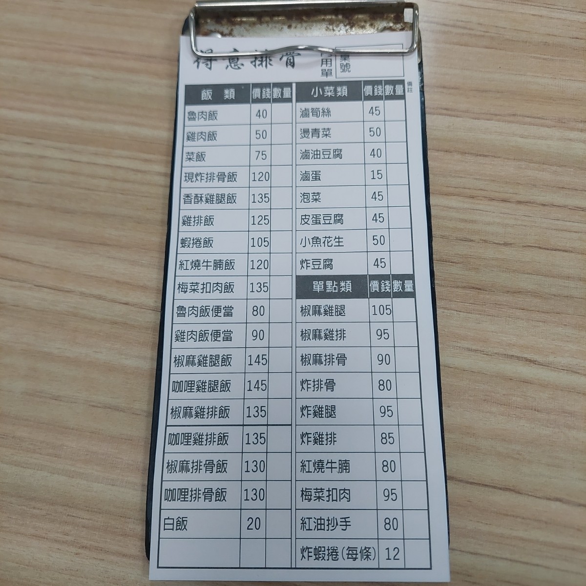 得意排骨 的菜單圖片：菜單 由永遠的新手 拍攝