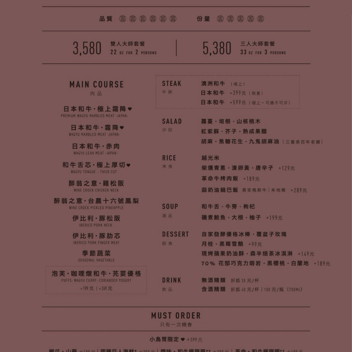 Menu image of 燒肉中山 台北信義:  shot by Dixon