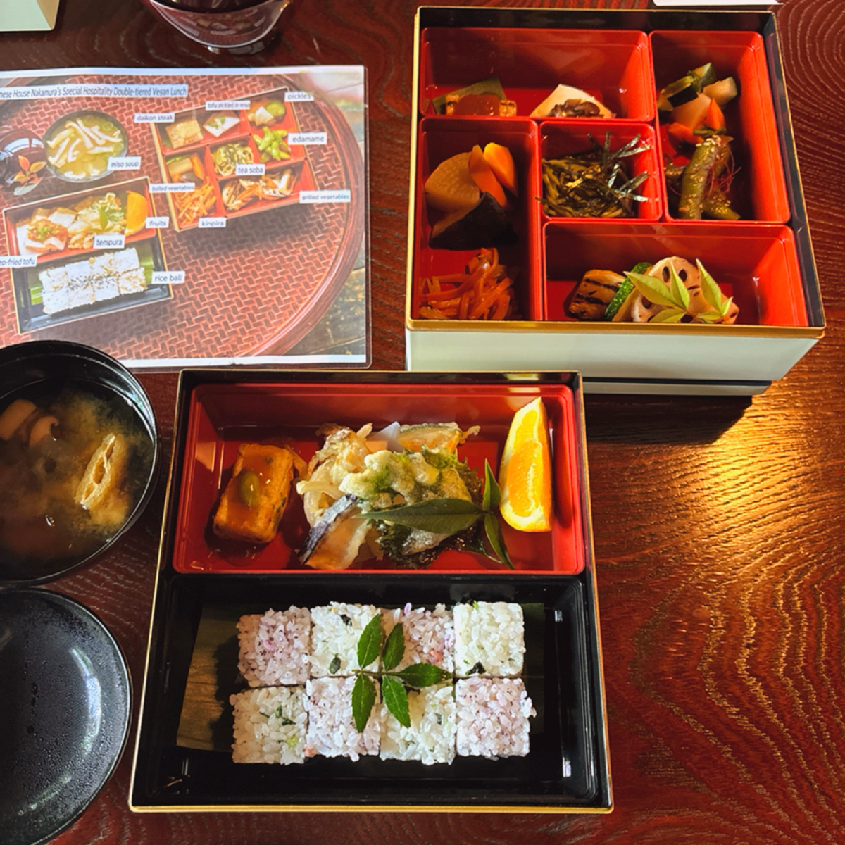 Meal image of 古民家なかむら: 雙層便當菜色都有英文介紹 shot by 秋桑