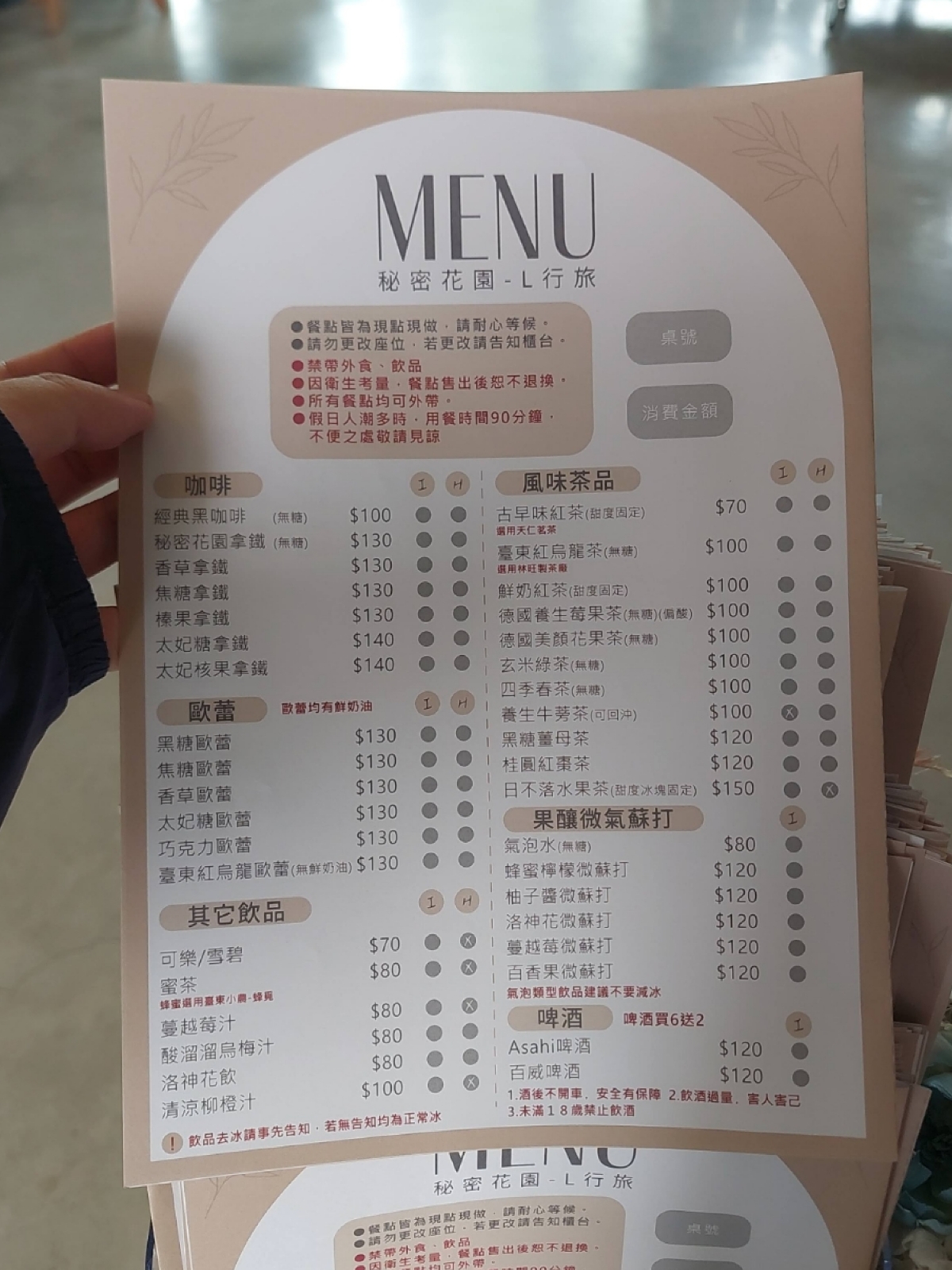 Menu image of L行旅 秘密花園: 菜單 shot by 永遠的新手