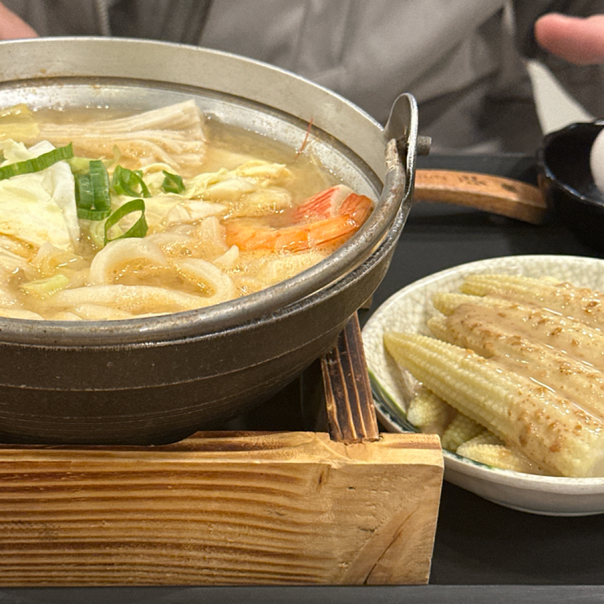 Meal image of 福勝亭 樹林店: 味噌烏龍麵+胡麻玉米筍 shot by Aki