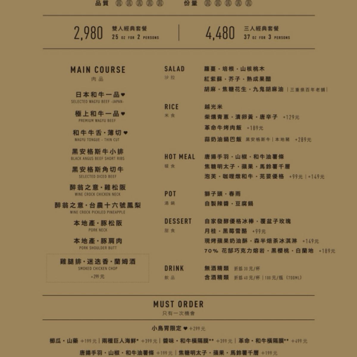 Menu image of 燒肉中山 台北信義:  shot by Dixon