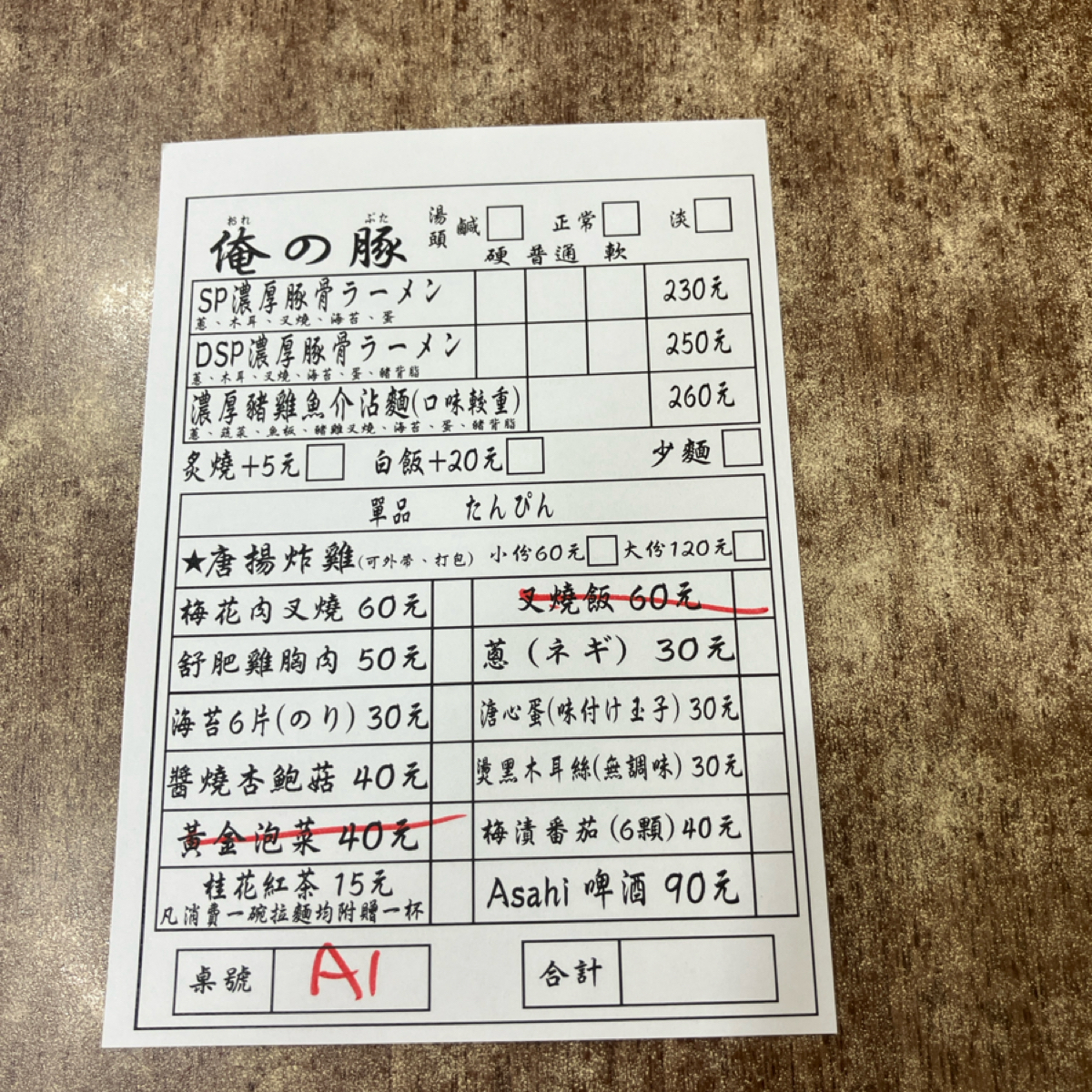Menu image of 俺の豚: 菜單 shot by GG