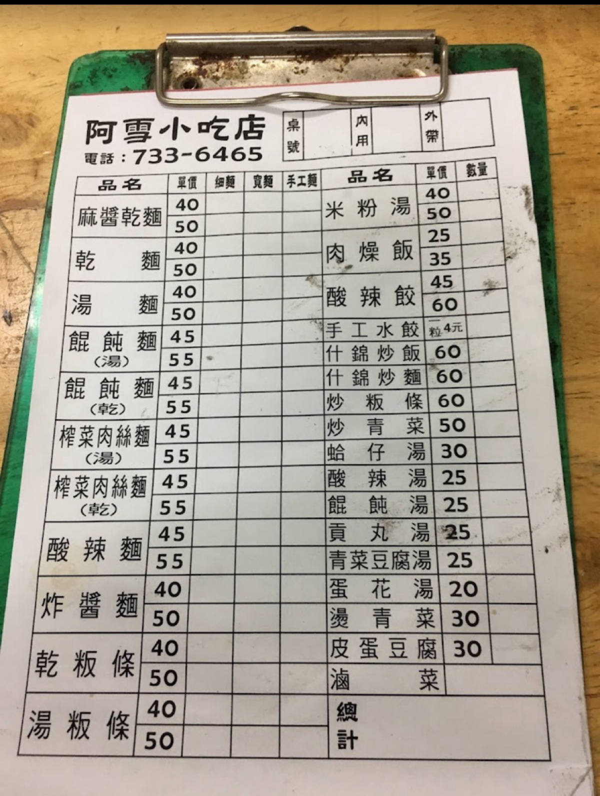 阿雪小吃店 的菜單照片在 Fooday 美食社群 | 找餐廳不踩雷，最真實的美食 App