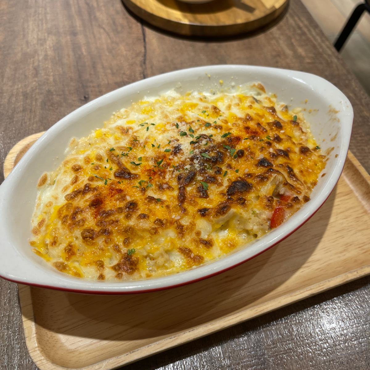 Lazy Pasta 慵懶義式廚房 文山政大店 的餐點圖片：- 青麻奶雞肉菌菇燉飯+焗烤 $248+38 由等下吃什麼 拍攝