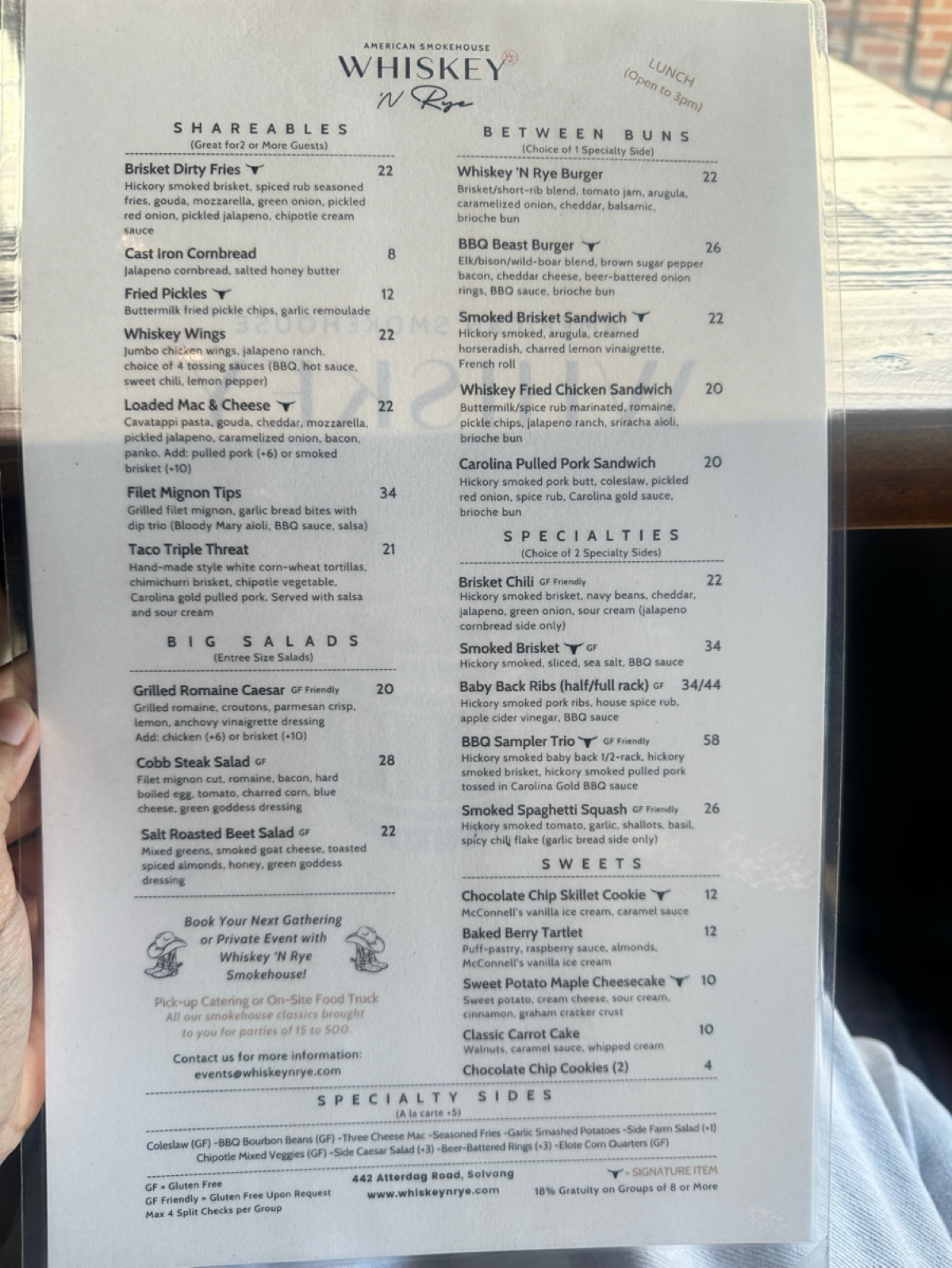 Menu image of Whiskey &#39;N Rye Smokehouse:  shot by DeniseWang