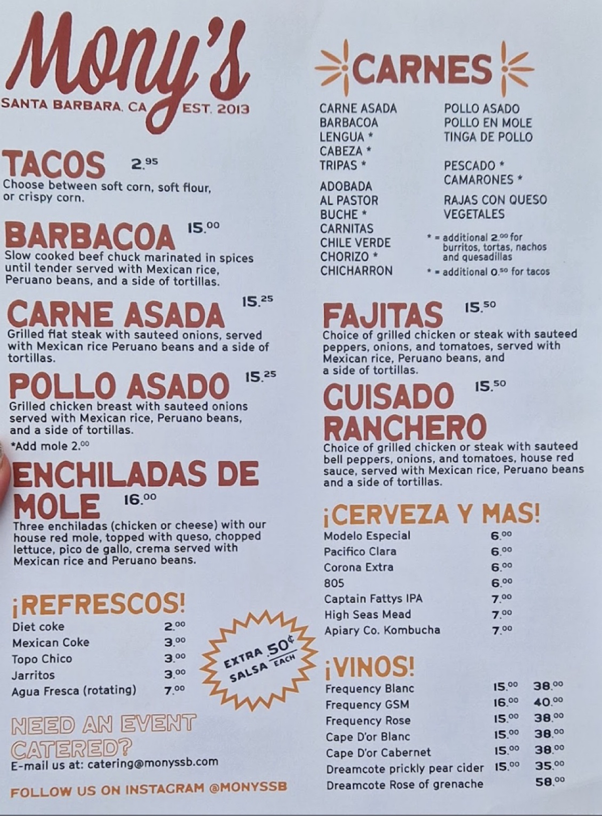 Menu image of Mony&#39;s Mexican Food:  shot by DeniseWang