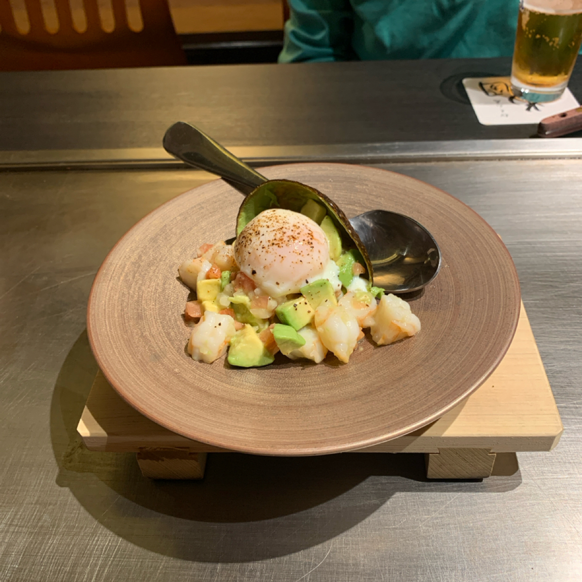 Meal image of 粉もん處 光圀 裏なんば店: 温玉エビアボカド shot by shoko