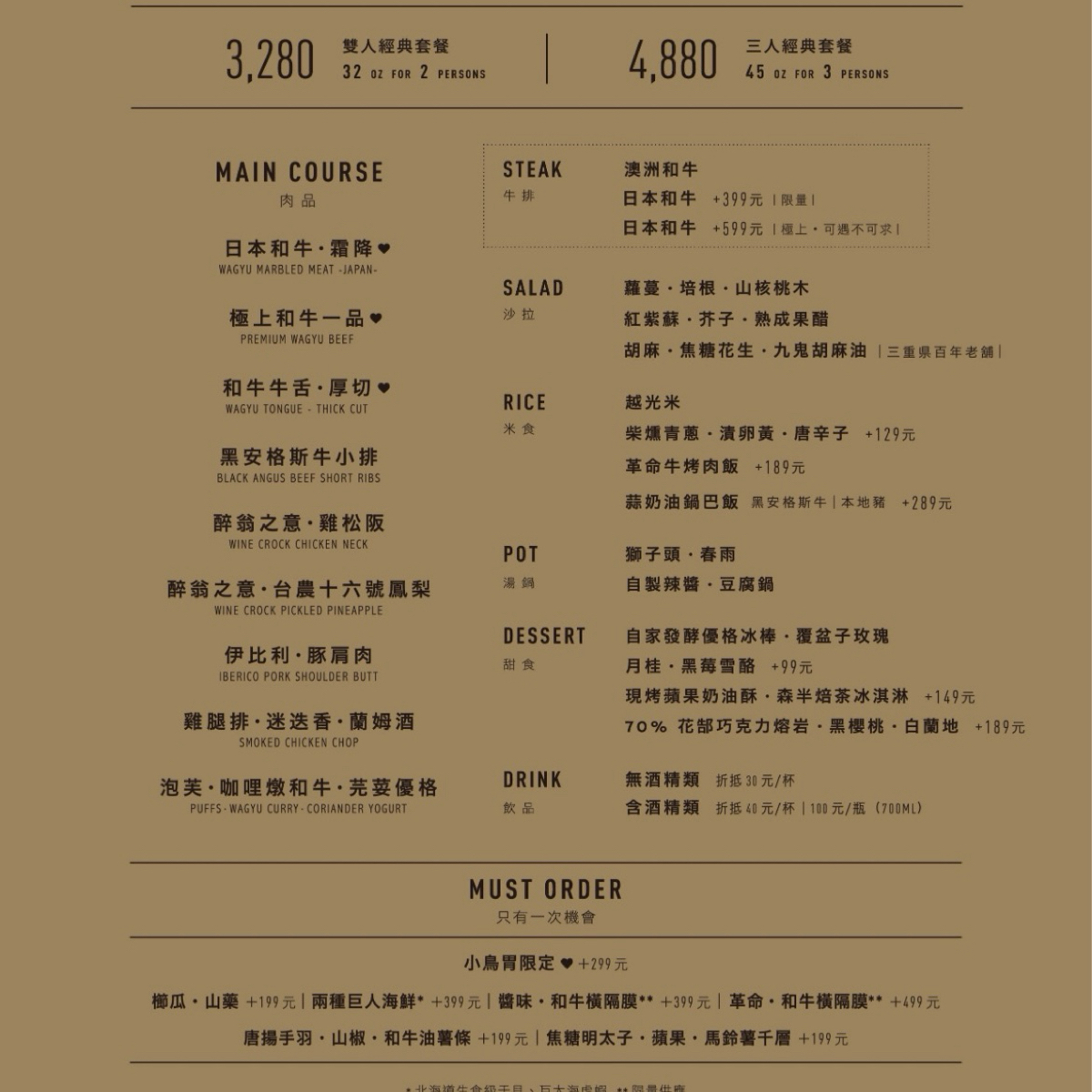 Menu image of 燒肉中山 台北信義:  shot by Dixon