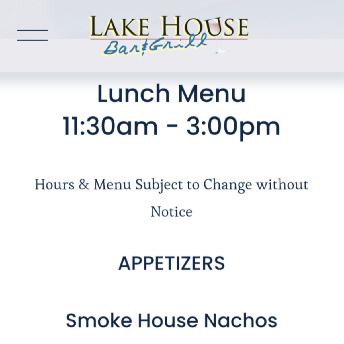 Menu image of Lake House Bar &amp; Grill:  shot by 09tj09