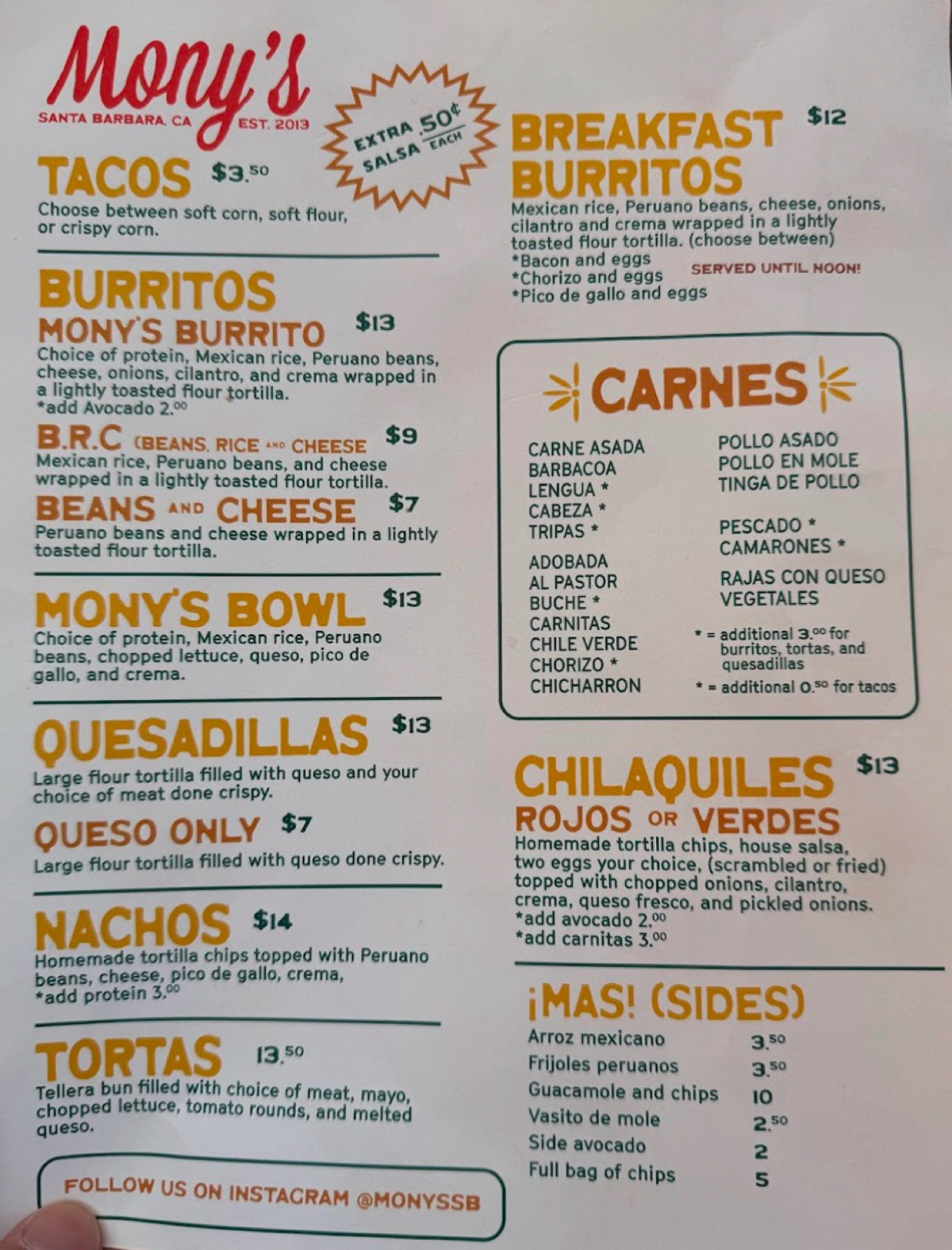 Menu image of Mony&#39;s Mexican Food:  shot by DeniseWang