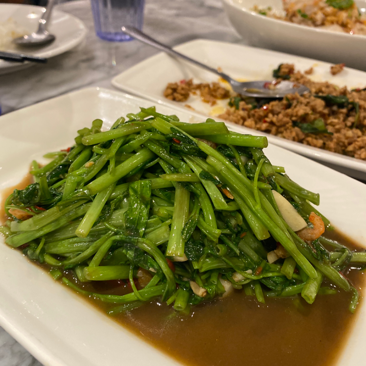 P.Ming泰式廚坊 のレストランの写真：蝦醬空心菜 by小羊的食記 JFGT 